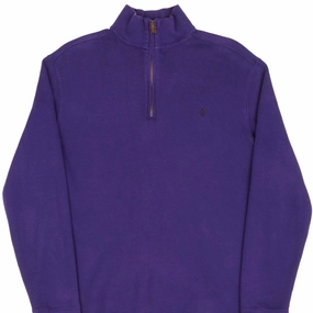 bead accents VINTAGE RALPH LAUREN PURPLE QUARTER ZIP SWEATER MEDIUM 1990S MADE IN USA