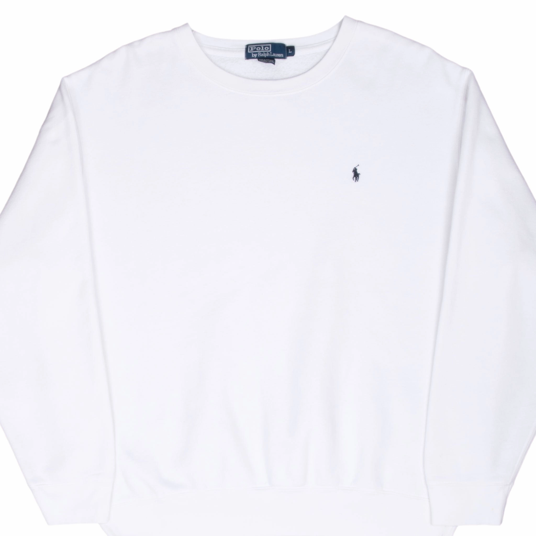VINTAGE RALPH LAUREN WHITE CLASSIC CREWNECK SWEATSHIRT LARGE 1990S MADE IN USA Essential Relaxed