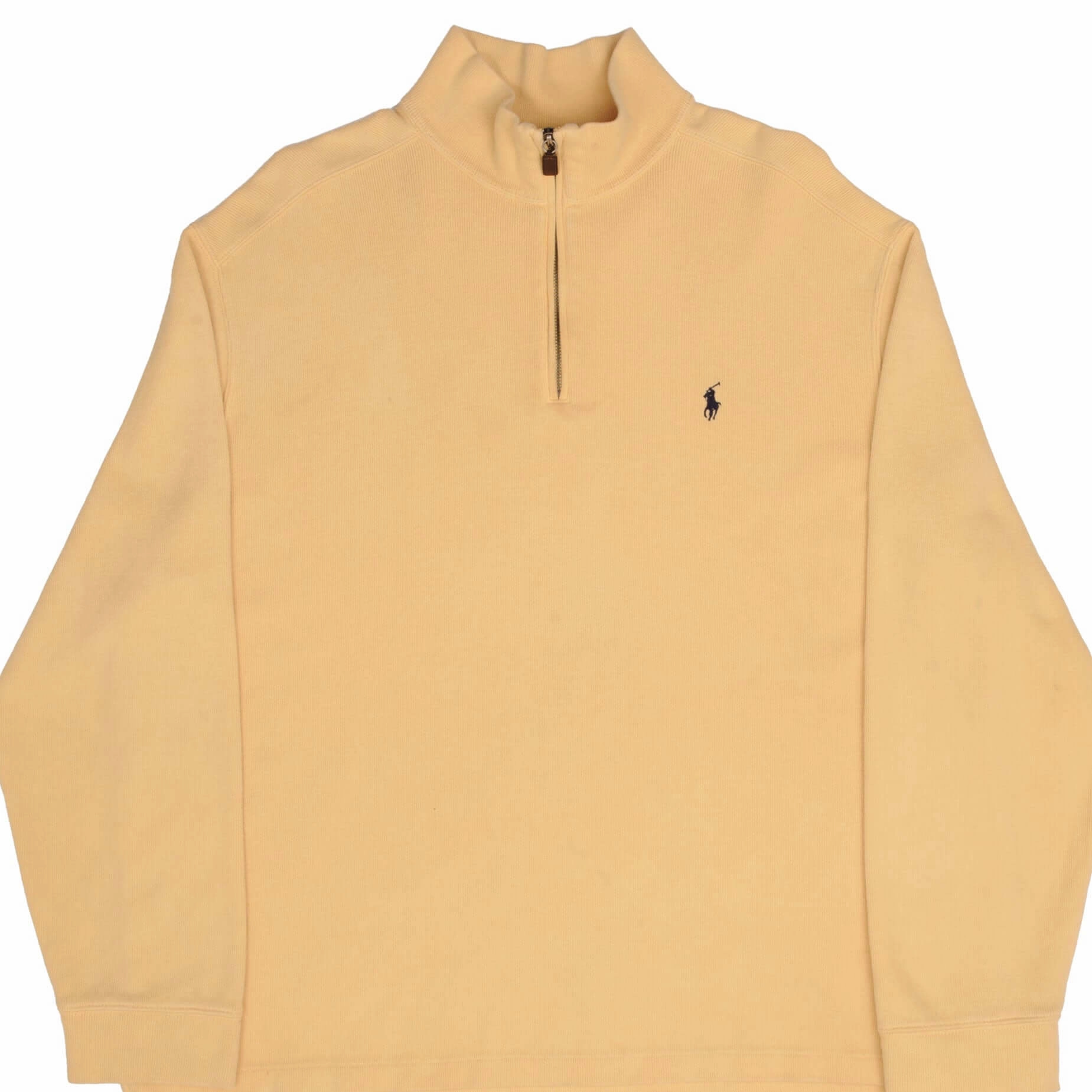 VINTAGE RALPH LAUREN YELLOW QUARTER ZIP SWEATER 1990S SIZE XL MADE IN USA Warm Fashion Relaxed Style