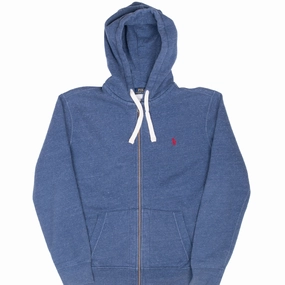 VINTAGE RALPH LAUREN ZIP UP BLUE HOODIE SWEATSHIRT LARGE Easy Look Soft Comfort
