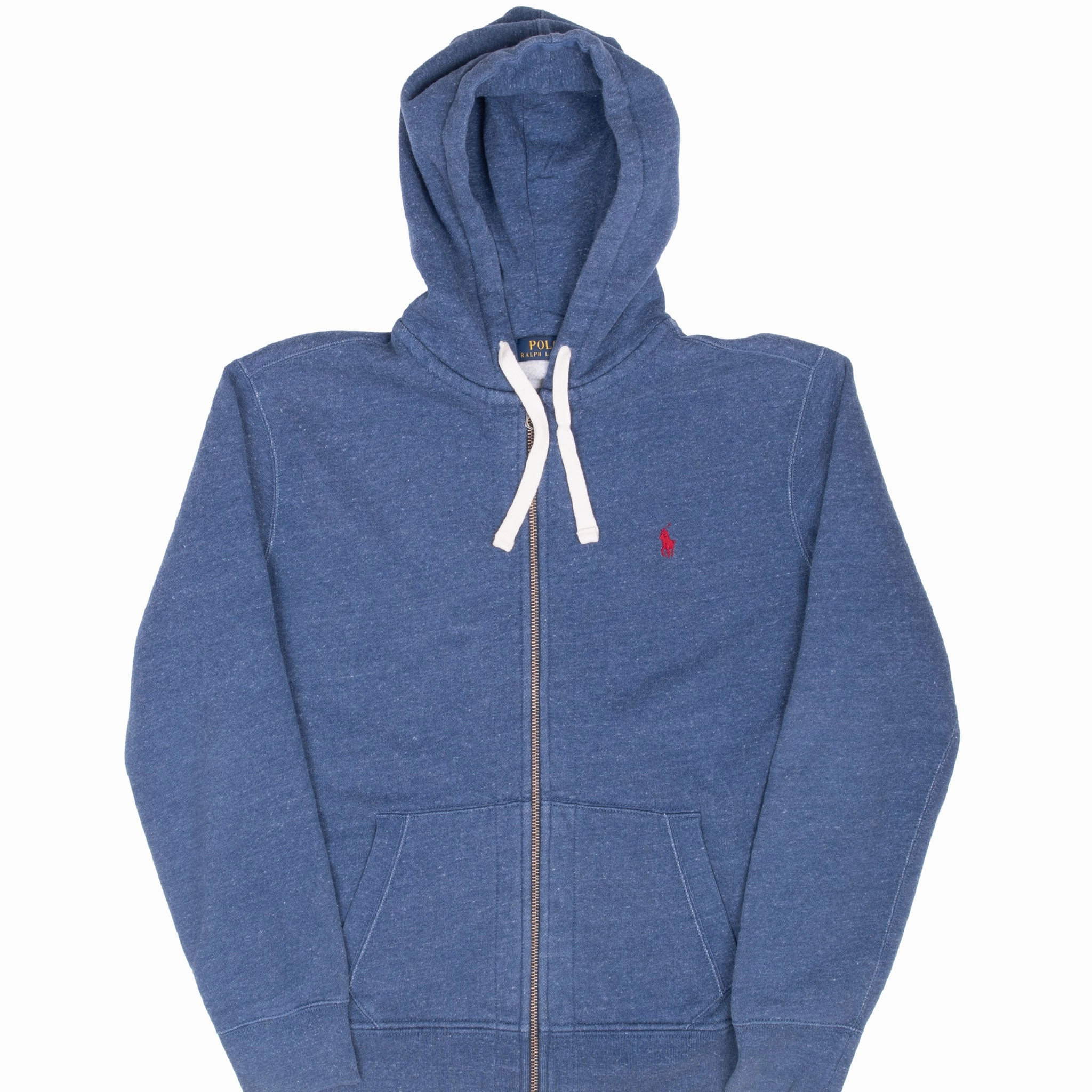 VINTAGE RALPH LAUREN ZIP UP BLUE HOODIE SWEATSHIRT LARGE Easy Look Soft Comfort
