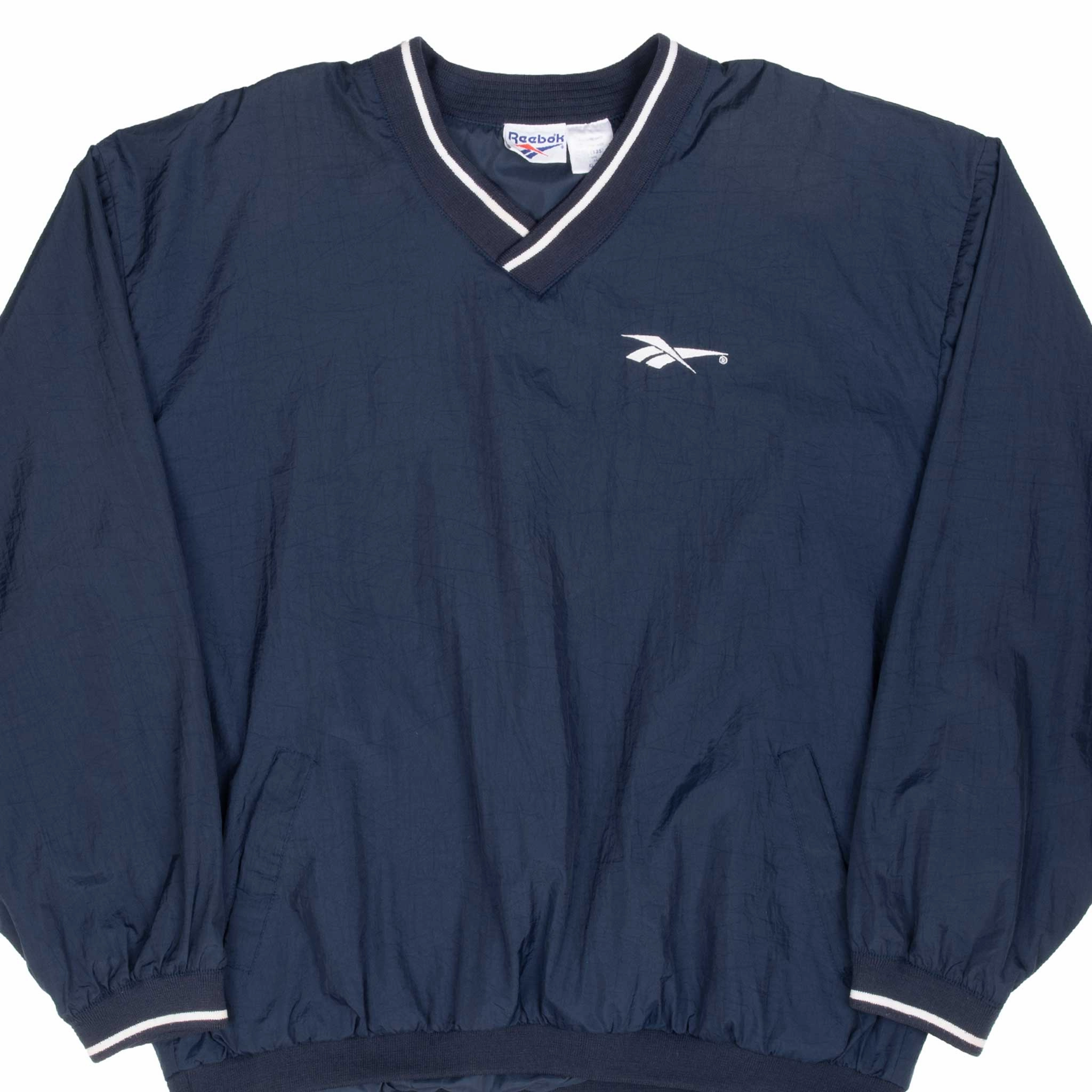 VINTAGE REEBOK BLUE PULLOVER WINDBREAKER JACKET 1990S XL Outdoor Shield Pink