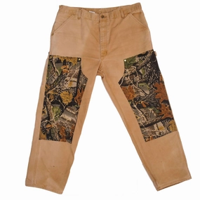 VINTAGE REWORKED CARHARTT DOUBLE KNEE CAMO CARPENTER PANTS SIZE 40X32 W40 L32 Foundation Piece Loose Outdoor Adventure Work Meeting