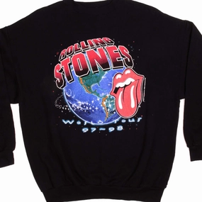 VINTAGE ROLLING STONES WORLD TOUR 97-98 SWEATSHIRT 1997 SIZE XL button detail Performance Wear
