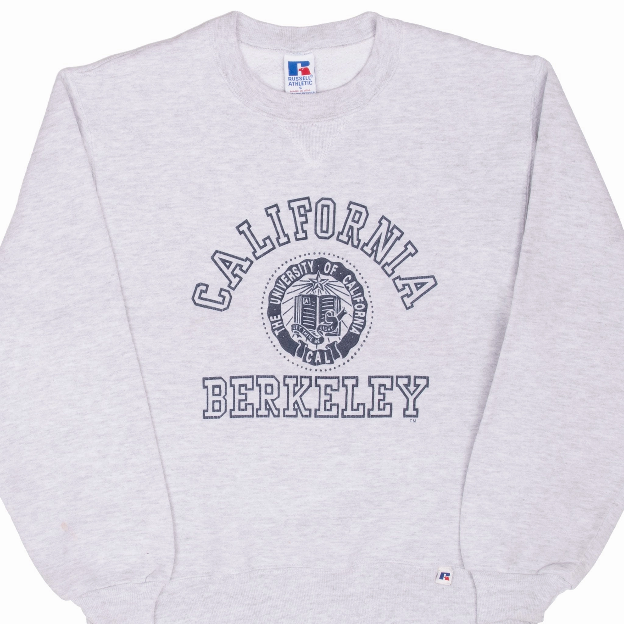 goes with boots product shiny sparkle VINTAGE RUSSEL ATHLETIC UC BERKELEY UCB SWEATSHIRT 1990S SMALL MADE IN USA
