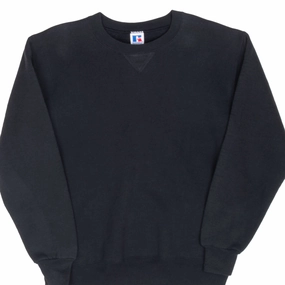 Winter Essential VINTAGE RUSSELL ATHLETIC BLANK BLACK SWEATSHIRT 1990S MEDIUM MADE IN USA