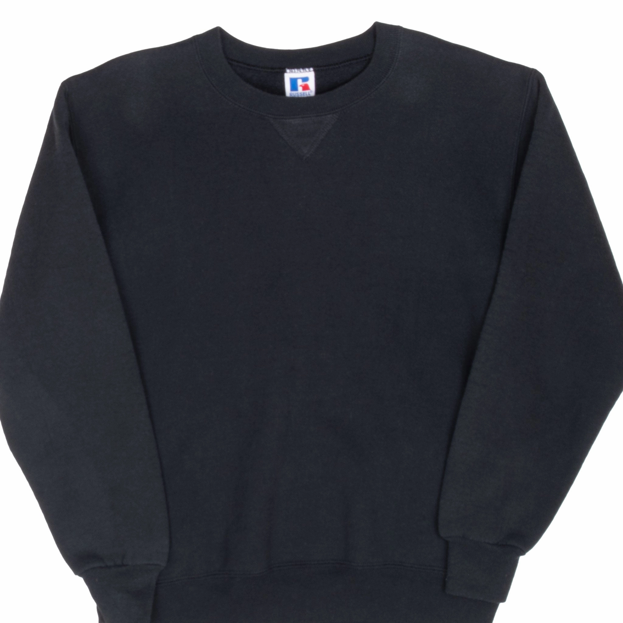 Winter Essential VINTAGE RUSSELL ATHLETIC BLANK BLACK SWEATSHIRT 1990S MEDIUM MADE IN USA