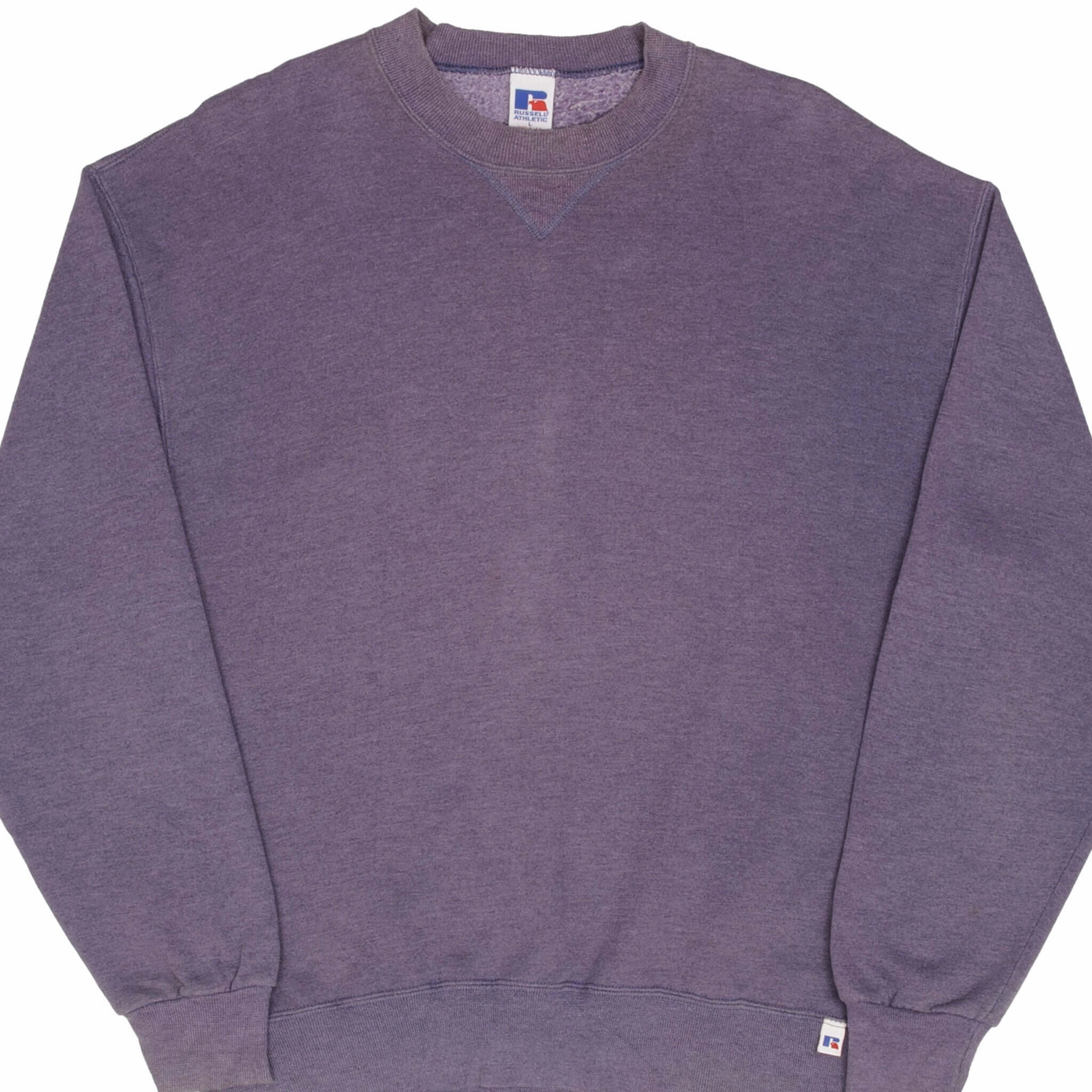 VINTAGE RUSSELL ATHLETIC BLANK PURPLE SWEATSHIRT 1990S LARGE MADE IN USA product yoga friendly flexibility