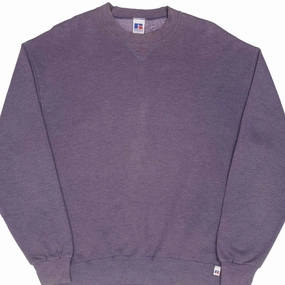 VINTAGE RUSSELL ATHLETIC BLANK PURPLE SWEATSHIRT 1990S LARGE MADE IN USA product yoga friendly flexibility