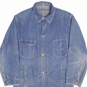 VINTAGE SANFORIZED CHORE WORKWEAR DENIM JACKET 1960S SIZE XL MADE IN USA Magnet