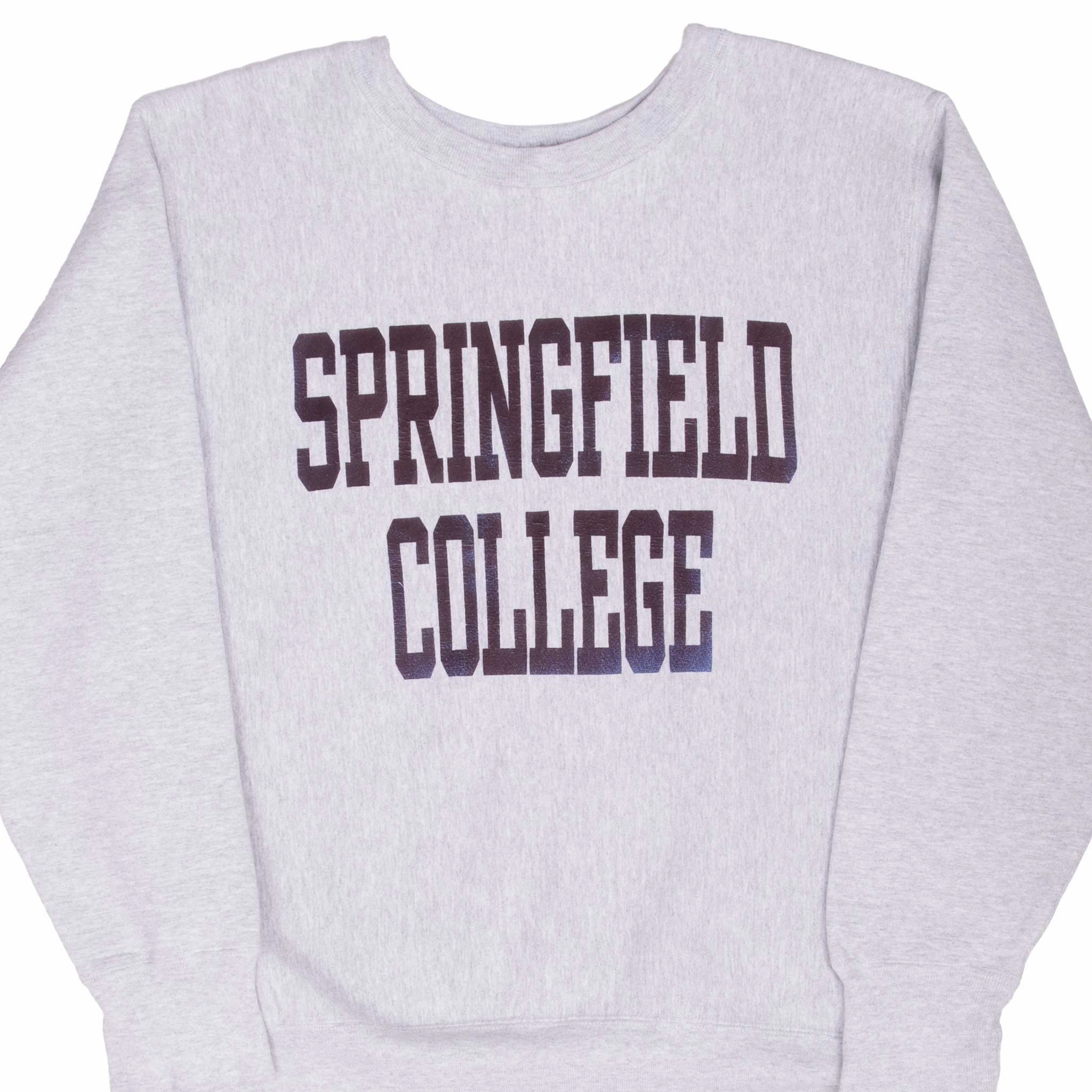 VINTAGE SPRINGFIELD COLLEGE GREY REVERSE WEAVE SWEATSHIRT 1990S LARGE Layered Fit
