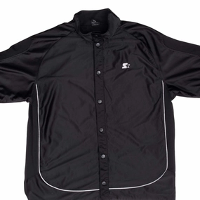 VINTAGE STARTER BLACK SATIN BUTTON DOWN JERSEY 1990S LARGE Occasion Trail Style