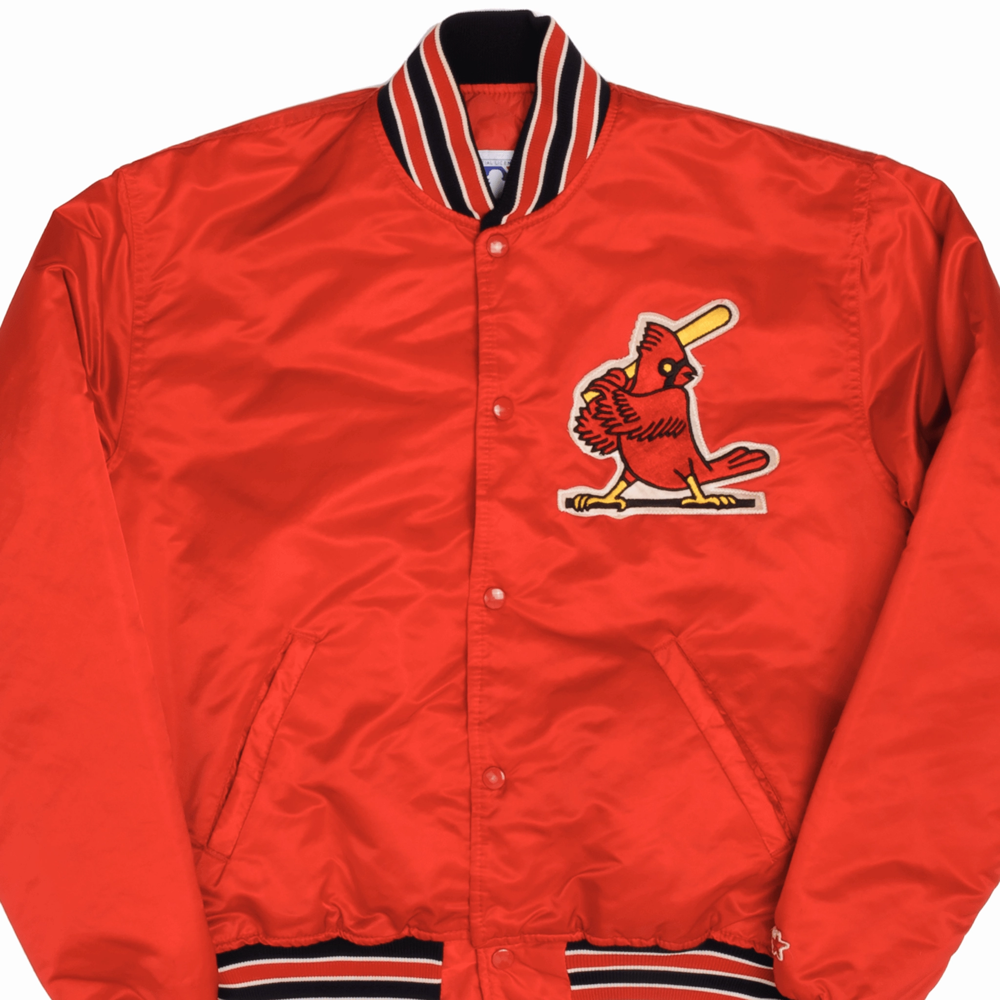 VINTAGE STARTER MLB ST LOUIS CARDINALS SATEEN JACKET 1990S LARGE MADE USA Soft Interior