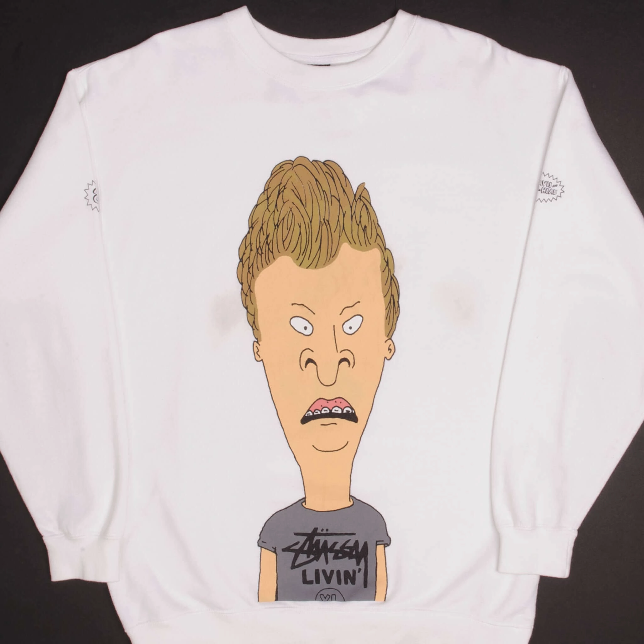 product high end luxury VINTAGE STUSSY X BEAVIS & BUTT HEAD SWEATSHIRT SIZE MEDIUM MADE IN USA