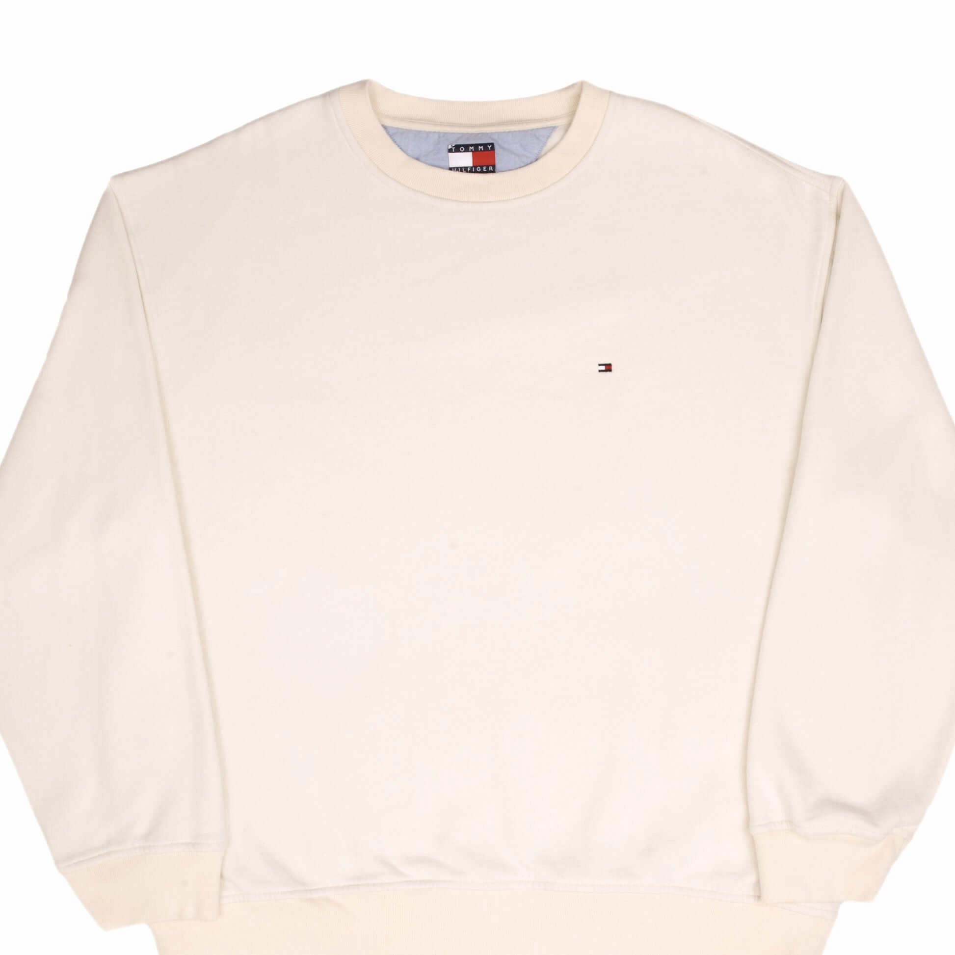 VINTAGE TOMMY HILFIGER CREAM CREWNECK SWEATSHIRT 2000S SIZE XL eyewear accents Fashion Fit
