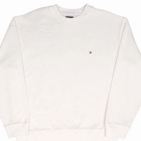 color fast product herringbone texture VINTAGE TOMMY HILFIGER WHITE CREWNECK SWEATSHIRT 2000S SIZE SMALL