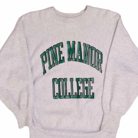 VINTAGE TRI BLEND REVERSE WEAVE PINE MANOR COLLEGE CHAMPION SWEATSHIRT 1980S SIZE MEDIUM MADE IN USA Classic Bold