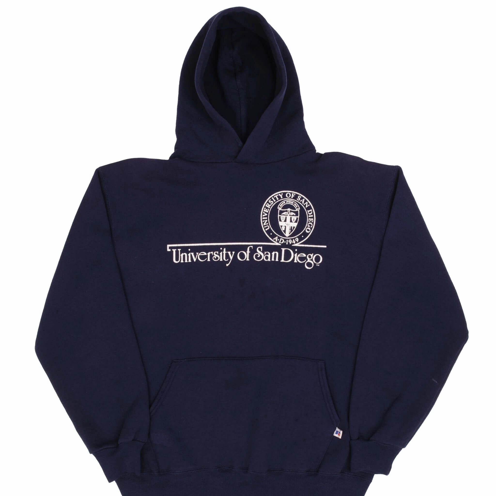 Casual Style VINTAGE UNIVERSITY OF SAN DIEGO RUSSELL HOODIE SWEATSHIRT 1990S LARGE MADE USA