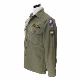 VINTAGE US ARMY 1970S VIETNAM WAR UTILITY SATEEN SHIRT P64 PATCH SIZE 15 1/2 X33 product embroidery artistry