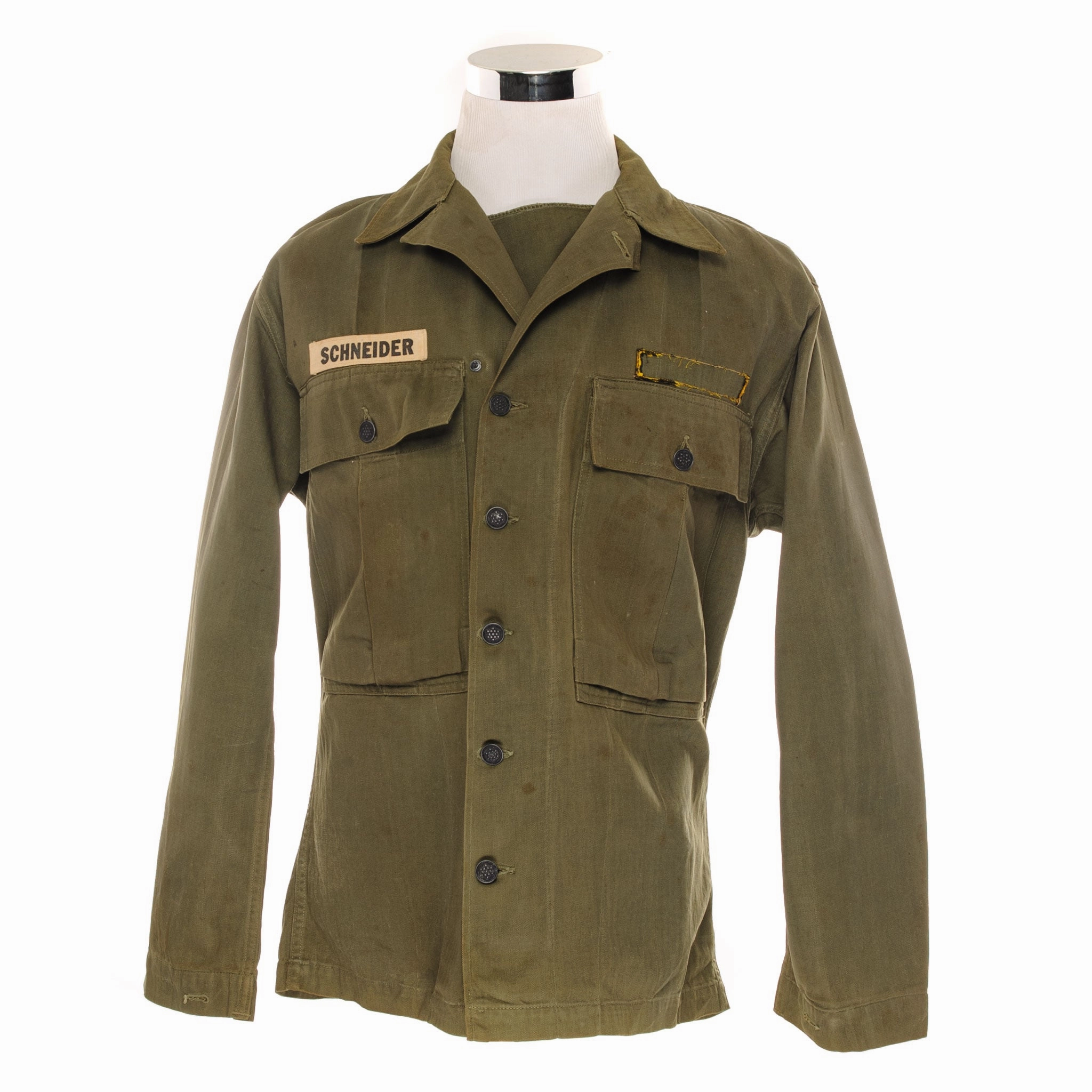 VINTAGE US ARMY HBT HERRINGBONE TWILL SHIRT 2ND PATTERN 40'S  SIZE 36R Fresh Chic