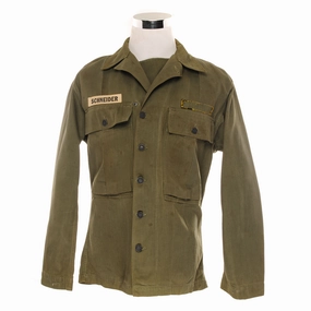 VINTAGE US ARMY HBT HERRINGBONE TWILL SHIRT 2ND PATTERN 40'S  SIZE 36R Fresh Chic