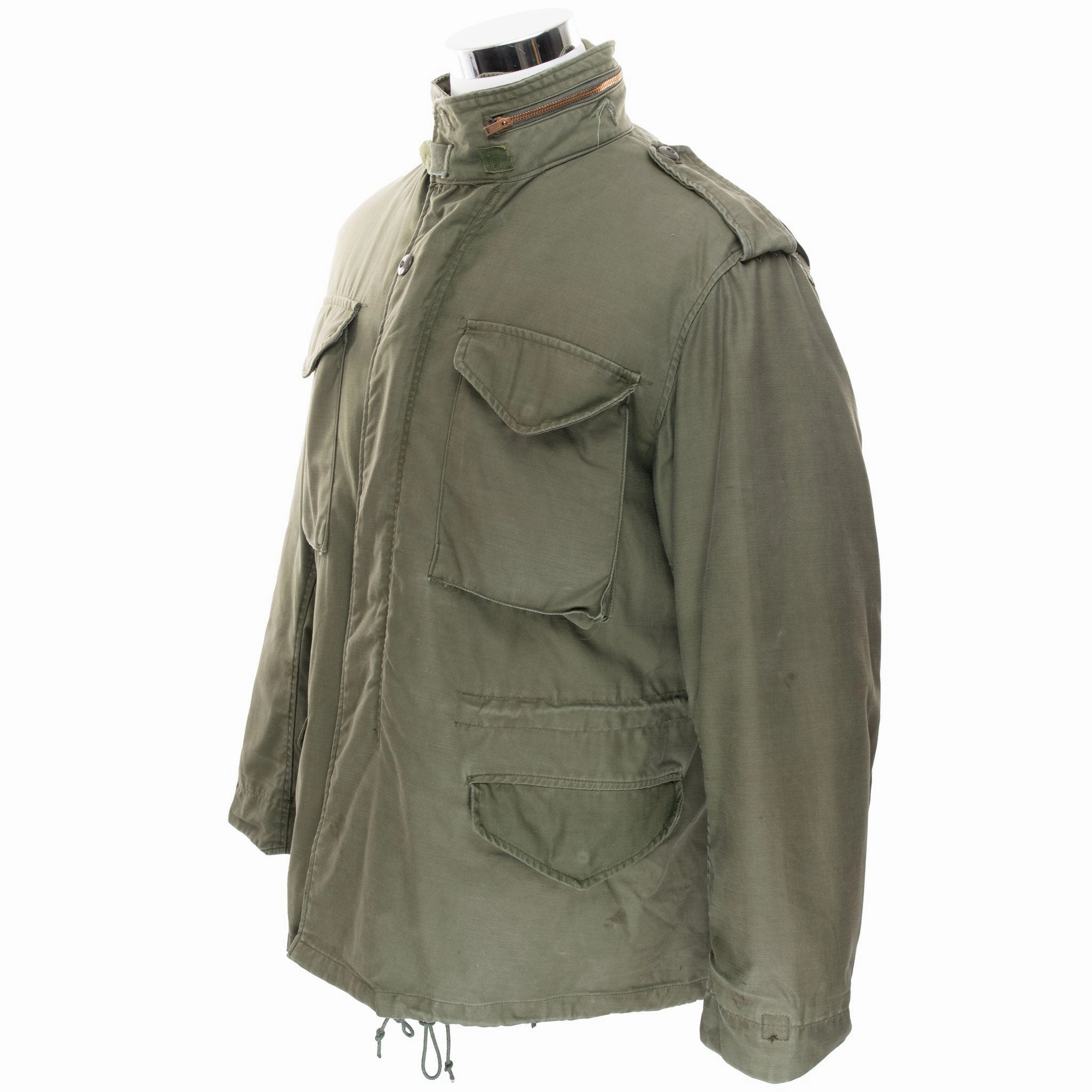 VINTAGE US ARMY M1965 M65 ALPHA INDUSTRIES FIELD JACKET 1981 MEDIUM REGULAR Button Snap Conversion Concealer