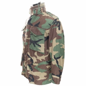 Example Collapsible Hood Structure VINTAGE US ARMY M65 WOODLAND CAMO FIELD JACKET 1984 SMALL SHORT