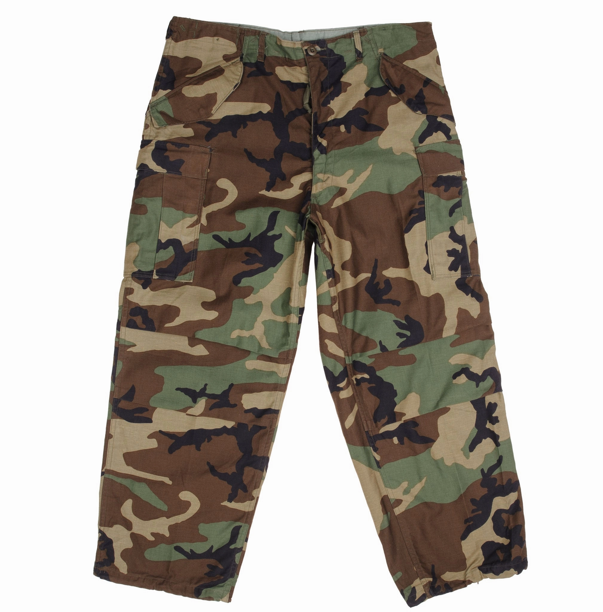 VINTAGE US ARMY M65 WOODLAND CAMO TROUSERS PANTS 1985 LARGE REGULAR DEADSTOCK Casual Vibe Low Profile Waistband