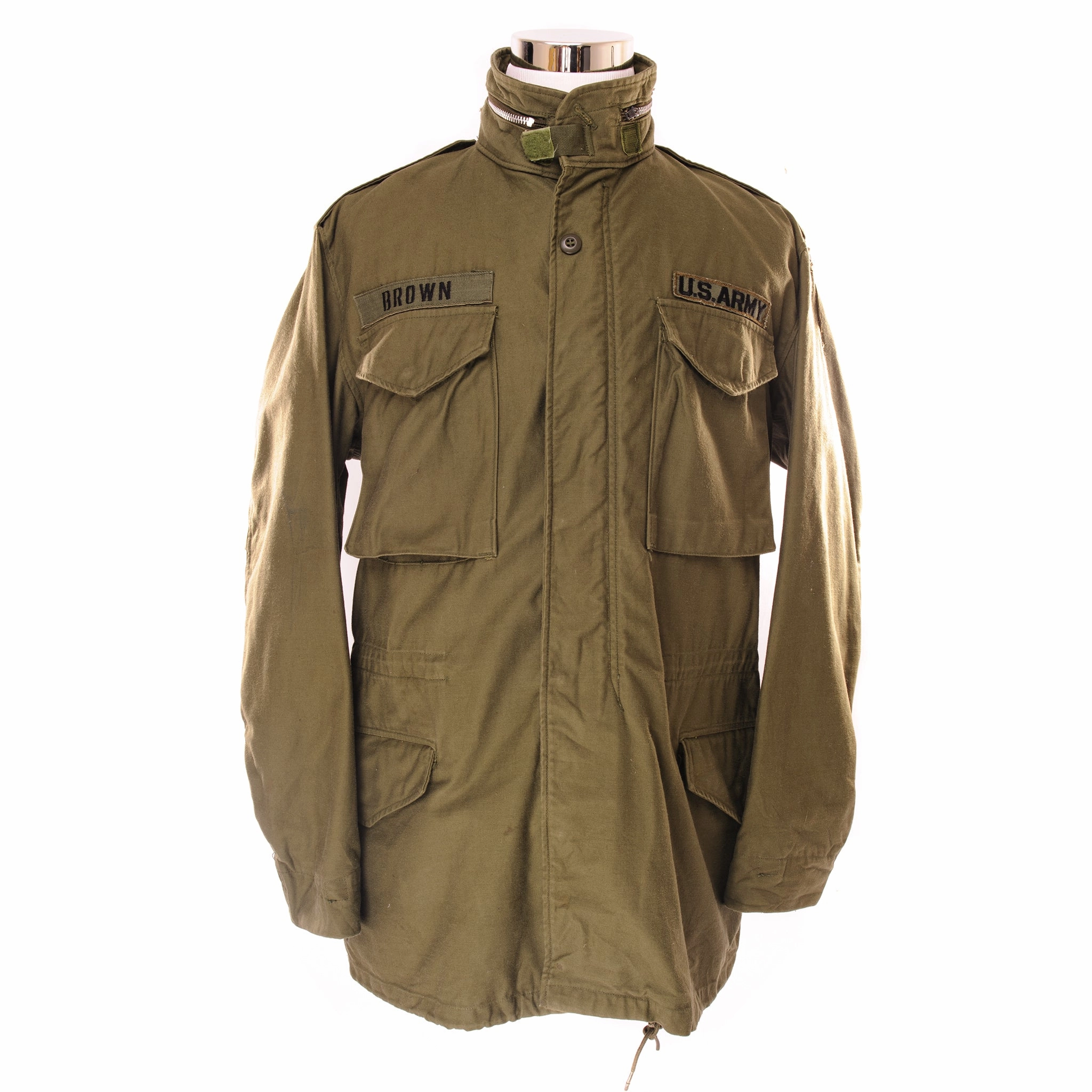 VINTAGE US ARMY M-1965 M65 FIELD JACKET 1969 VIETNAM WAR SIZE MEDIUM LONG PATCHED Sign