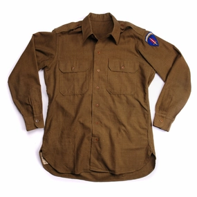 VINTAGE US ARMY M-37 M37 WOOL SHIRT 1942 WW2 SHAEF PATCH SIZE 15 1/2 X 33 tropical print Travel Active