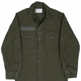 Shrink resistant Modern Minimal VINTAGE US ARMY OG 108 WOOL SHIRT PATCHED 1977 SIZE SMALL NOS