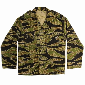 Poplin Comfortable Hoodie VINTAGE US ARMY TIGER STRIPE LATE WAR PATTERN SHIRT LIGHTWEIGHT LRRP 1960s VIETNAM WAR SIZE MEDIUM