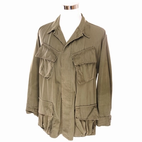 RipstopFabric VINTAGE US ARMY TROPICAL COMBAT JACKET 3TH PATTERN VIETNAM WAR ERA SIZE LARGE SHORT