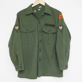 VINTAGE US ARMY UTILITY SHIRT P-64 P64 1969 VIETNAM WAR 1ST LOGISTICAL COMMAND 32ND AIR AND MISSILE DEFENSE SPECIALIST E4 Trendy Fashion