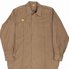 VINTAGE US ARMY WOOL SHIRT POST WW2 PATCHED SHIRT SIZE 16X33 product affordability