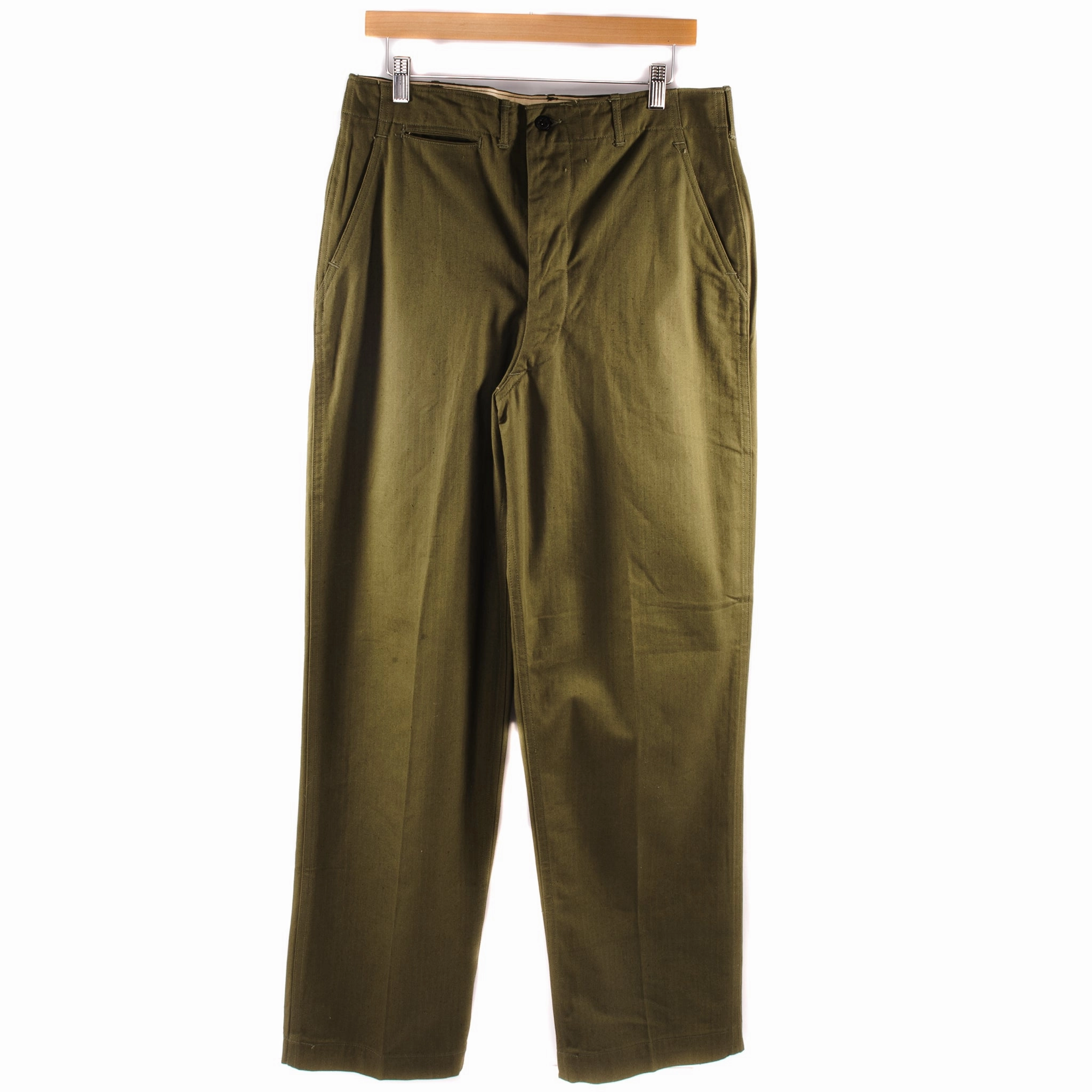 WrinkleResistantMaterial VINTAGE US NAVY FIELD TROUSERS HBT PANTS WW2 SIZE W34 L33 DEADSTOCK