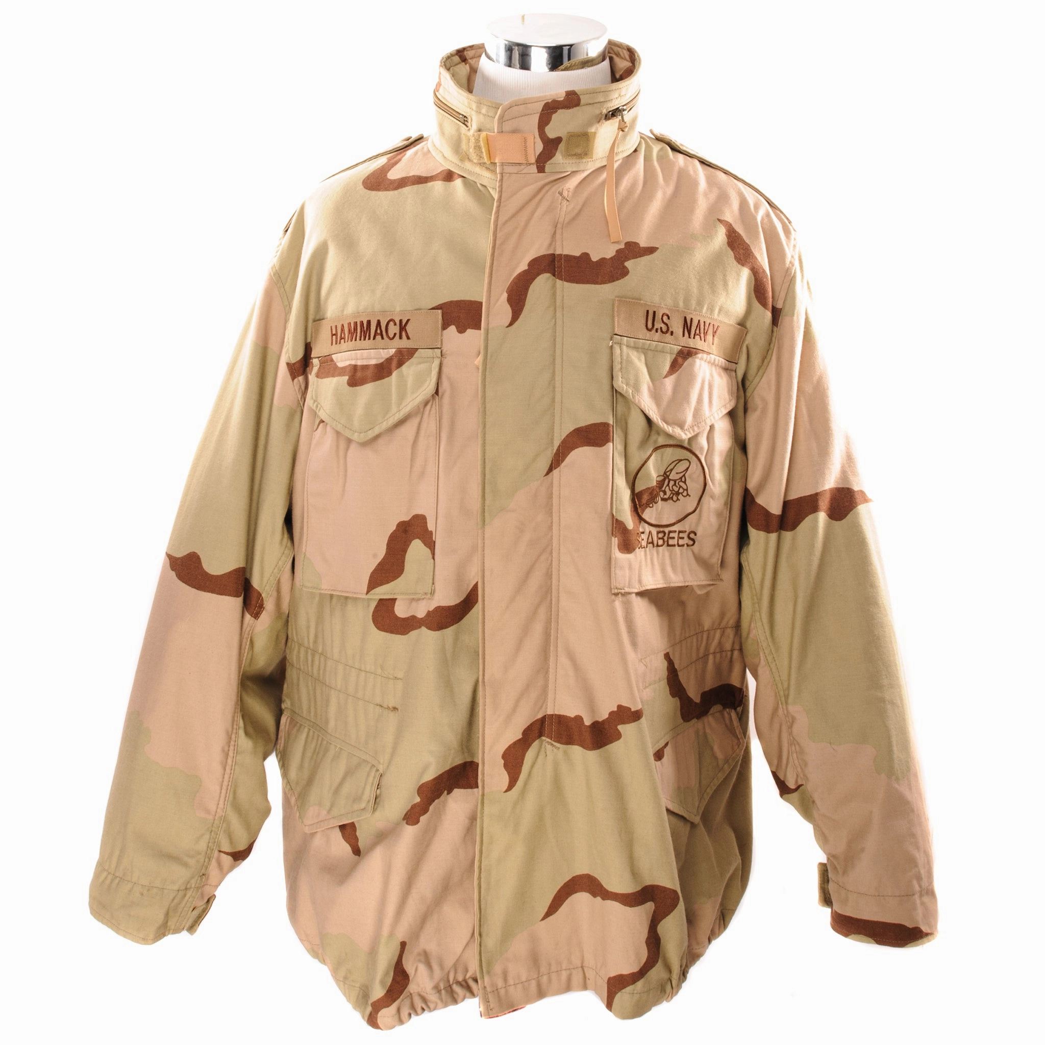 Dynamic Wear VINTAGE US NAVY SEABEES M-1965 M65 FIELD JACKET DESERT CAMOUFLAGE PATTERN 1999 SIZE X-LARGE REGULAR