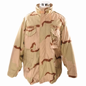 Dynamic Wear VINTAGE US NAVY SEABEES M-1965 M65 FIELD JACKET DESERT CAMOUFLAGE PATTERN 1999 SIZE X-LARGE REGULAR