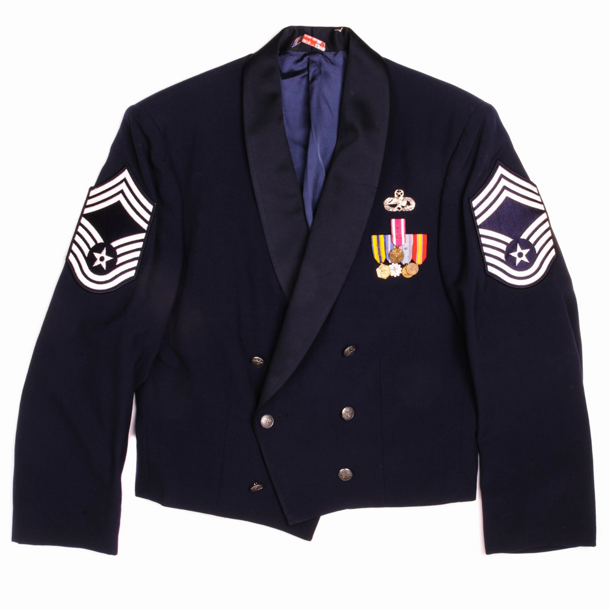 Taped Zipper Closures VINTAGE USAF MESS DRESS JACKET SIZE 44 REGULAR WITH MEDALS AND BADGE 1980s