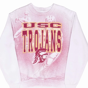 VINTAGE USC TROJANS ALL OVER PRINT WHITE SWEATSHIRT 1990S LARGE Stylish Hoodie