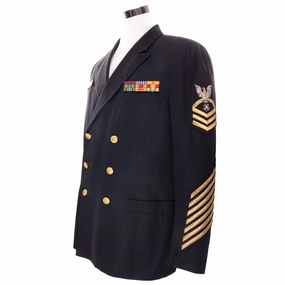 VINTAGE USN NAVY UNIFORM DRESS JACKET POST VIETNAM WAR BUILLON PATCH SIZE 44 Light Protection