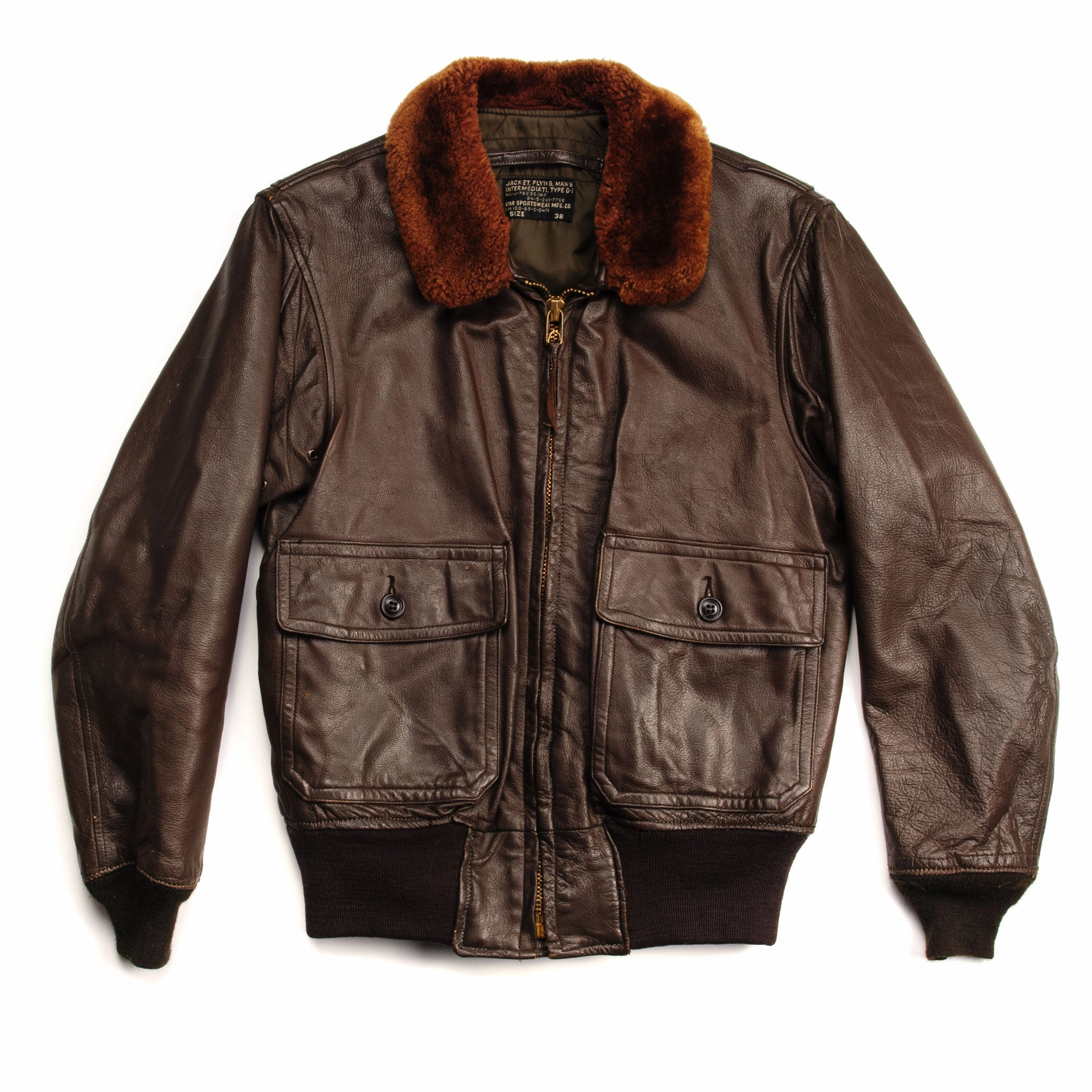 VINTAGE USN US NAVY G-1 G1 FLIGHT LEATHER JACKET 1969 VIETNAM WAR SIZE 38 Active Edge club
