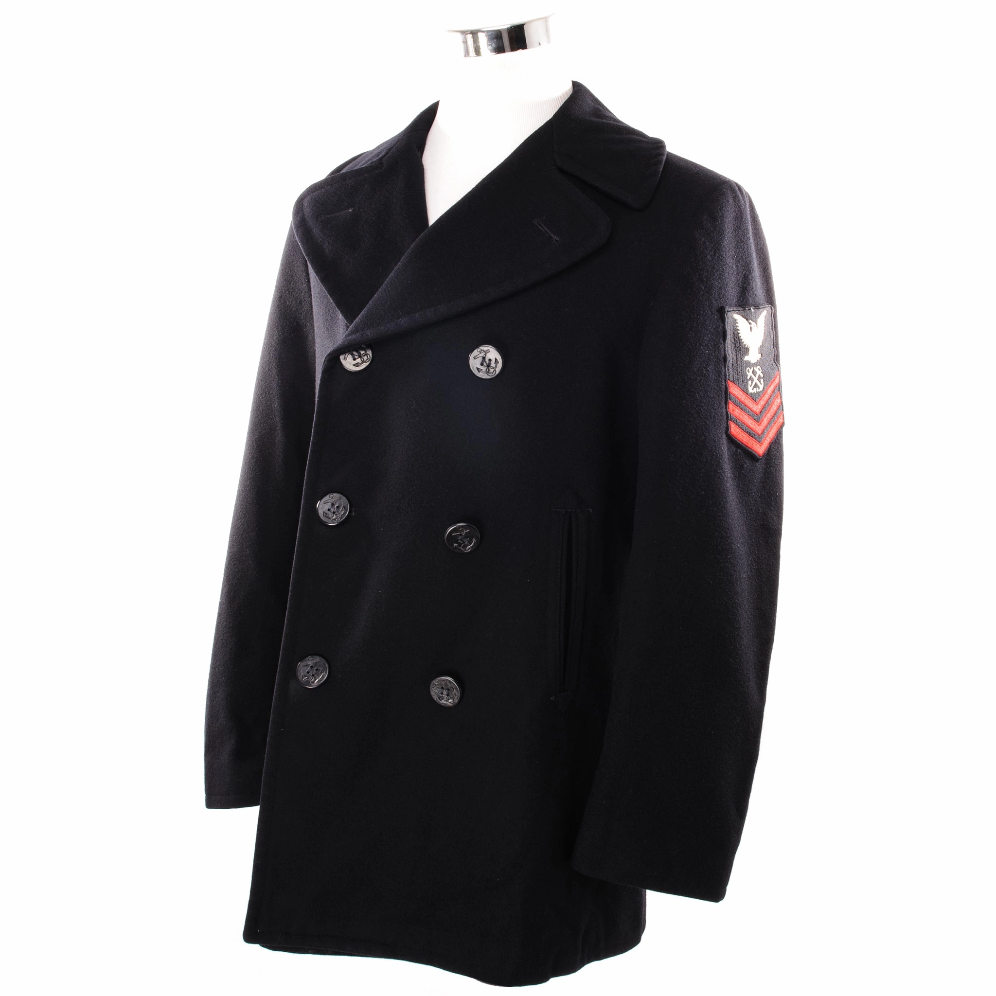 VINTAGE USN US NAVY PEACOAT SIZE MEDIUM WITH PATCH Trail To Town