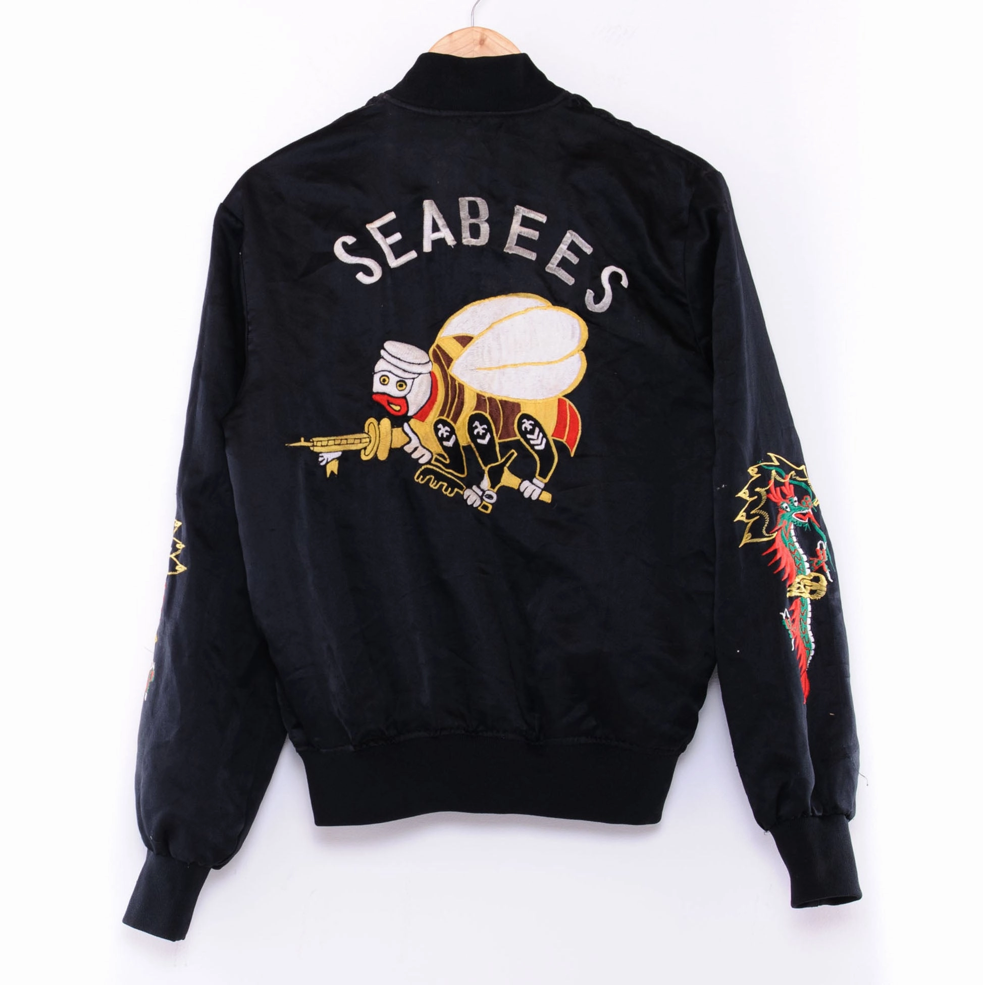 VINTAGE USN US NAVY SEABEES 1980 TOUR SOUVENIR JACKET SIZE SMALL Fashion Vibe