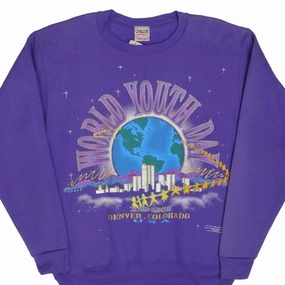 VINTAGE WORLD YOUTH DAY DENVER 1993 SWEATSHIRT LARGE MADE IN USA DEADSTOCK Warm Fashion Trendy Top