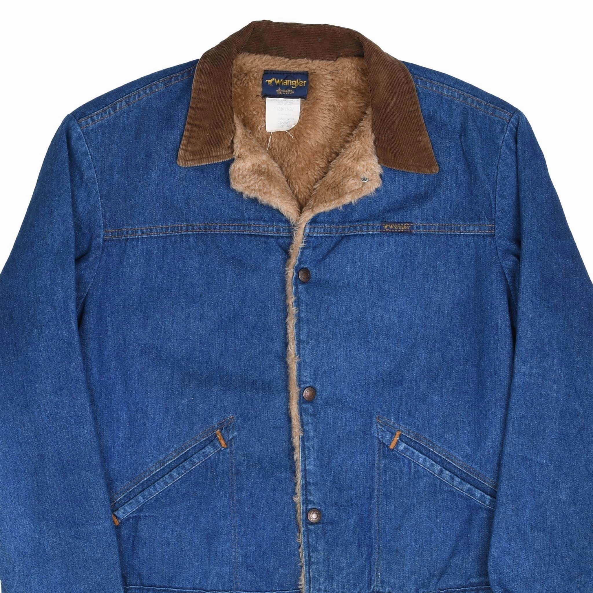 VINTAGE WRANGLER FUR LINED DENIM JACKET 1970S SIZE 42 MADE IN USA Worship Everyday Use