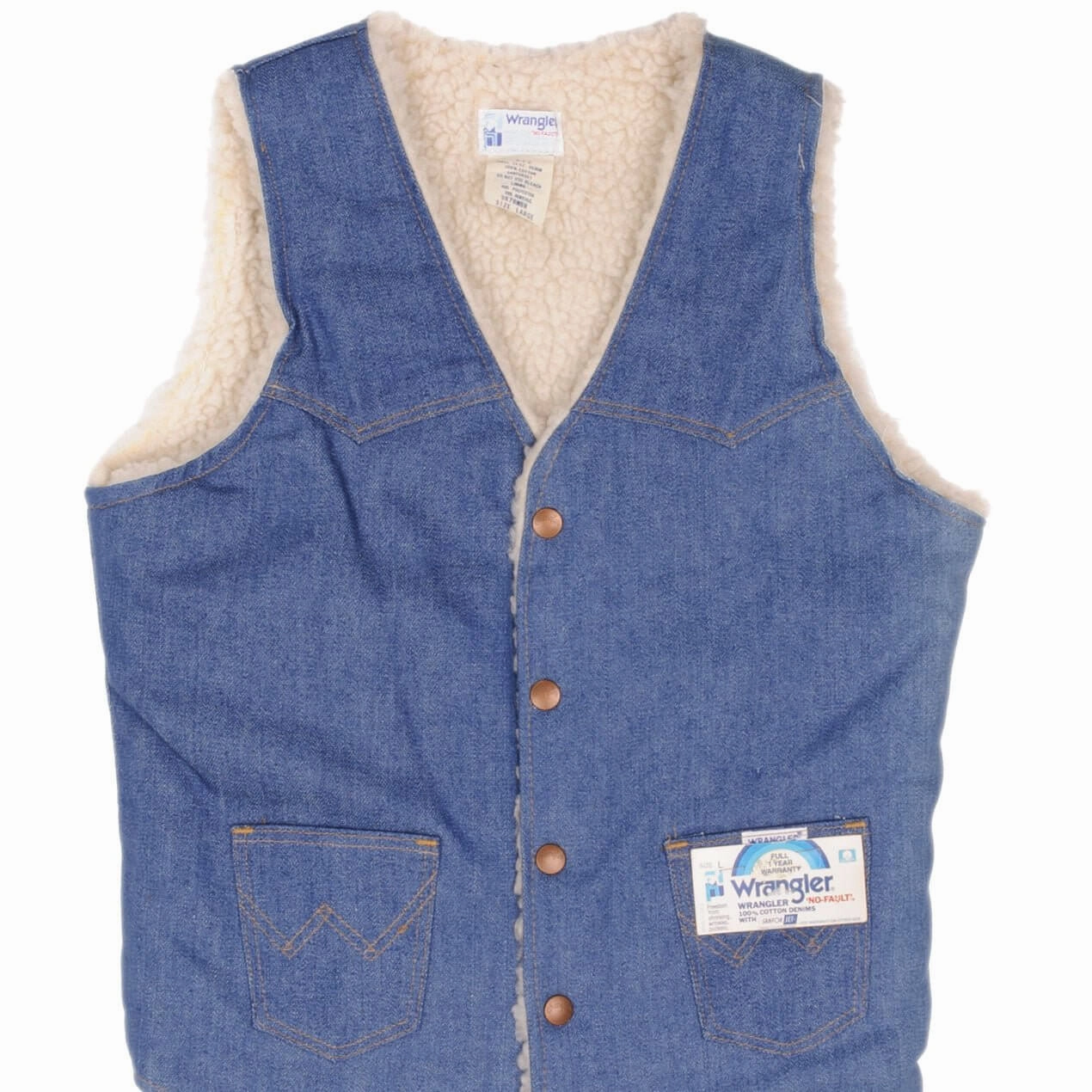 Conditioner Fitted Look VINTAGE WRANGLER NO FAULT SHERPA DENIM VEST JACKET SMALL MADE USA 1980S NOS