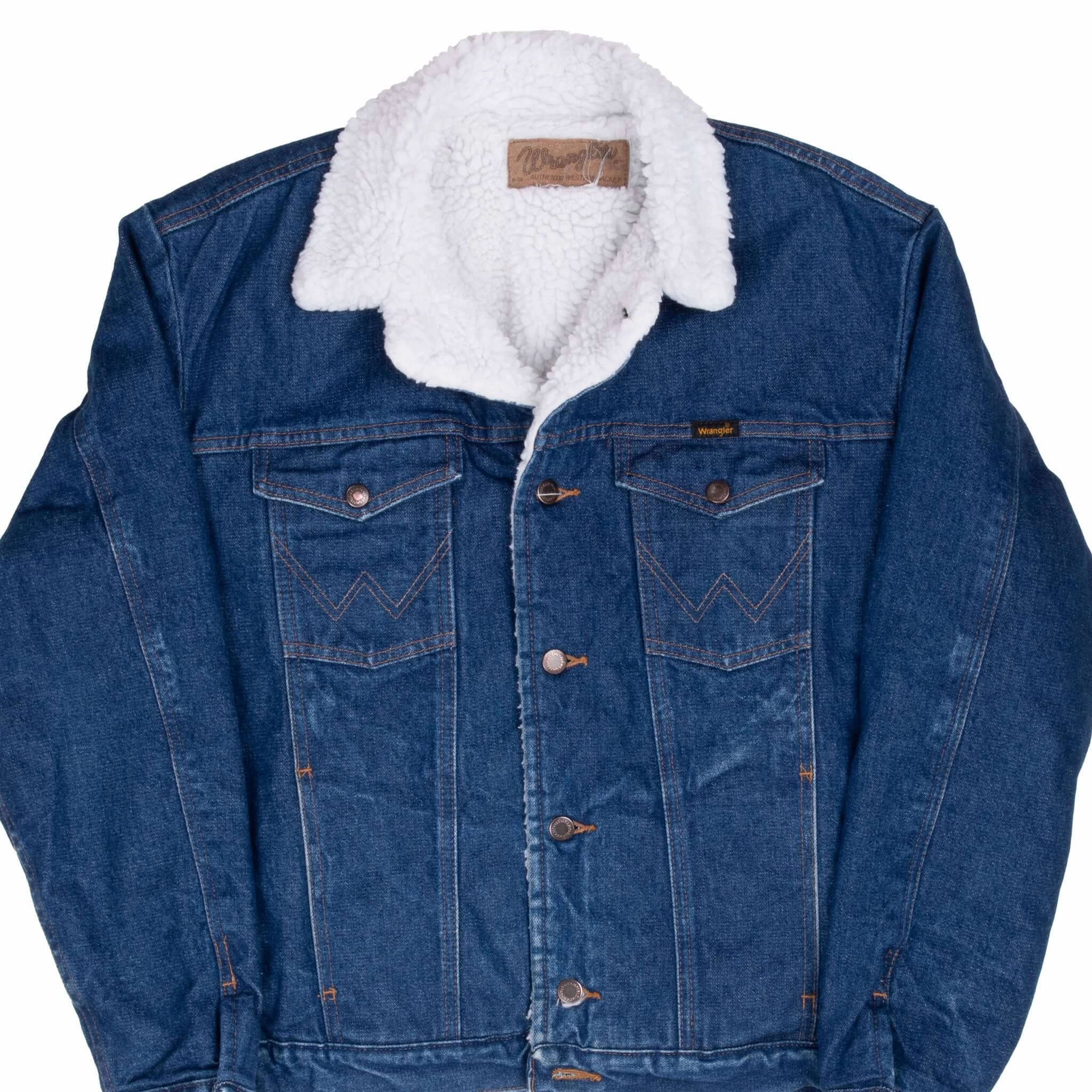 Casual Street VINTAGE WRANGLER SHERPA LINER DENIM TRUCKER JACKET 1980S LARGE