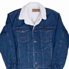 Casual Street VINTAGE WRANGLER SHERPA LINER DENIM TRUCKER JACKET 1980S LARGE
