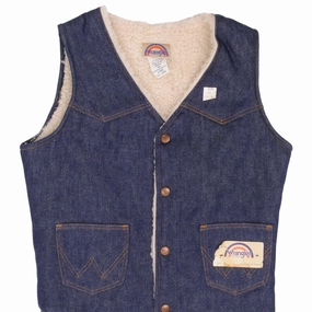 Insulated Wear VINTAGE WRANGLER SHERPA VEST JACKET MEDIUM MADE USA DEADSTOCK 1970S